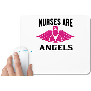                       UDNAG White Mousepad 'Nurse | Nurses are angel' for Computer / PC / Laptop [230 x 200 x 5mm]                                              
