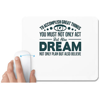                       UDNAG White Mousepad 'Nurse | Dream not only plan but also believe' for Computer / PC / Laptop [230 x 200 x 5mm]                                              