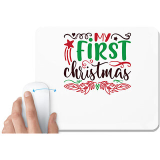                       UDNAG White Mousepad 'Christmas Santa | my first christmas' for Computer / PC / Laptop [230 x 200 x 5mm]                                              