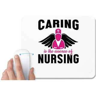                       UDNAG White Mousepad 'Nurse | Essence of Nursing Caring' for Computer / PC / Laptop [230 x 200 x 5mm]                                              
