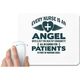                       UDNAG White Mousepad 'Nurse | Nurse is an angel' for Computer / PC / Laptop [230 x 200 x 5mm]                                              