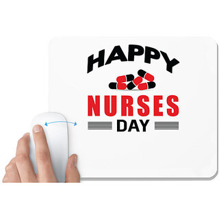                       UDNAG White Mousepad 'Nurse | Happy Nurse Day' for Computer / PC / Laptop [230 x 200 x 5mm]                                              