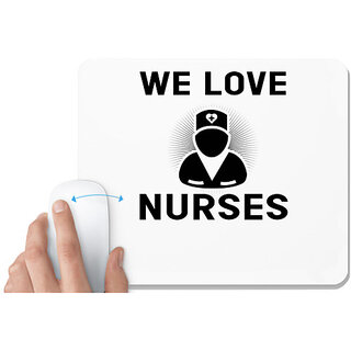                       UDNAG White Mousepad 'Nurse | We love nurses' for Computer / PC / Laptop [230 x 200 x 5mm]                                              