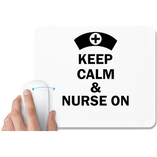                       UDNAG White Mousepad 'Nurse | Keep calm and nurse on' for Computer / PC / Laptop [230 x 200 x 5mm]                                              