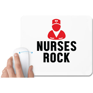                       UDNAG White Mousepad 'Nurse | Nurses rock' for Computer / PC / Laptop [230 x 200 x 5mm]                                              