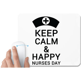                       UDNAG White Mousepad 'Nurse | Keep calm and happy nurse day' for Computer / PC / Laptop [230 x 200 x 5mm]                                              