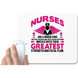                       UDNAG White Mousepad 'Nurse | Greatest strength and fatal flaw' for Computer / PC / Laptop [230 x 200 x 5mm]                                              