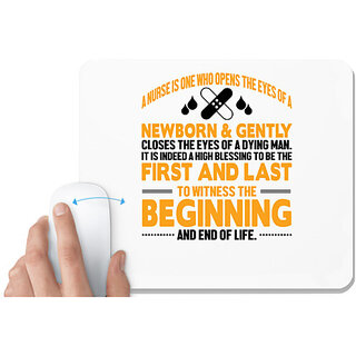                       UDNAG White Mousepad 'Nurse | First and last beginning and end of life' for Computer / PC / Laptop [230 x 200 x 5mm]                                              