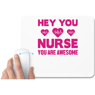                       UDNAG White Mousepad 'Nurse | You are awesome' for Computer / PC / Laptop [230 x 200 x 5mm]                                              