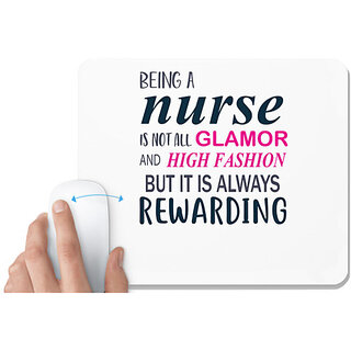                       UDNAG White Mousepad 'Nurse | It is always rewarding' for Computer / PC / Laptop [230 x 200 x 5mm]                                              