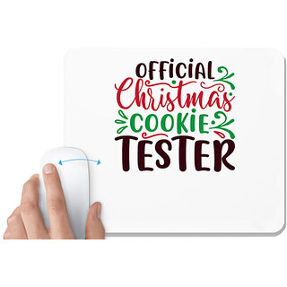                       UDNAG White Mousepad 'Christmas Santa | official christmas cookie tester' for Computer / PC / Laptop [230 x 200 x 5mm]                                              
