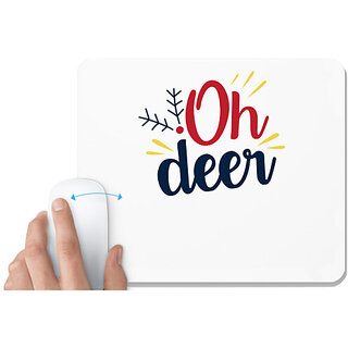                       UDNAG White Mousepad 'Deer | Oh deer' for Computer / PC / Laptop [230 x 200 x 5mm]                                              