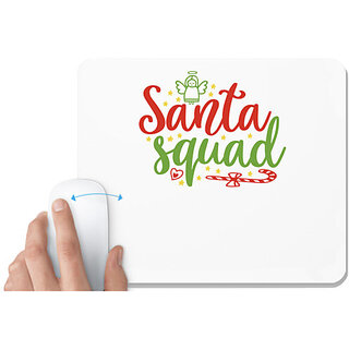                       UDNAG White Mousepad 'Christmas Santa | Santa squaddddd' for Computer / PC / Laptop [230 x 200 x 5mm]                                              