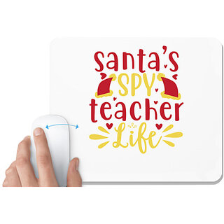                       UDNAG White Mousepad 'Christmas Santa | santa's spy teacher life' for Computer / PC / Laptop [230 x 200 x 5mm]                                              