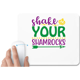                       UDNAG White Mousepad 'shake your SHAMROCKS' for Computer / PC / Laptop [230 x 200 x 5mm]                                              