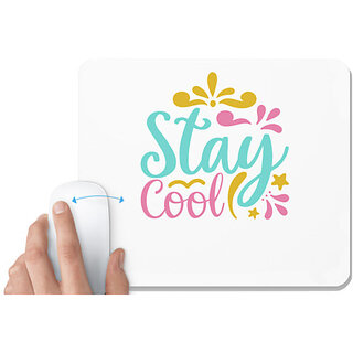                       UDNAG White Mousepad 'Cool | Stay Cool.' for Computer / PC / Laptop [230 x 200 x 5mm]                                              