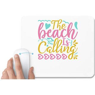                       UDNAG White Mousepad 'Beach | The beach is calling' for Computer / PC / Laptop [230 x 200 x 5mm]                                              