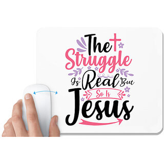                       UDNAG White Mousepad 'Easter | the struggle is real but so' for Computer / PC / Laptop [230 x 200 x 5mm]                                              