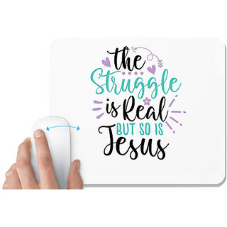                       UDNAG White Mousepad 'Easter | the struggle is real but so is' for Computer / PC / Laptop [230 x 200 x 5mm]                                              