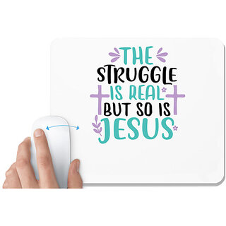                       UDNAG White Mousepad 'Easter | the struggle is real but' for Computer / PC / Laptop [230 x 200 x 5mm]                                              