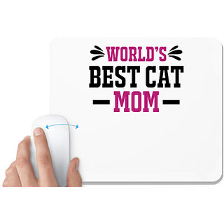                       UDNAG White Mousepad 'Mom | WORLD'S BEST CAT MOM' for Computer / PC / Laptop [230 x 200 x 5mm]                                              
