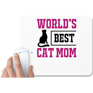                       UDNAG White Mousepad 'Mummy | world's best cat mom' for Computer / PC / Laptop [230 x 200 x 5mm]                                              