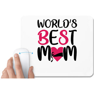                       UDNAG White Mousepad 'Mom | WORLD'S BEST MOM' for Computer / PC / Laptop [230 x 200 x 5mm]                                              