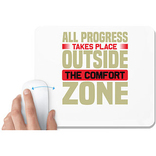                       UDNAG White Mousepad 'Comfort zone | All progress' for Computer / PC / Laptop [230 x 200 x 5mm]                                              