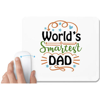                       UDNAG White Mousepad 'Dad | World's smartest dad' for Computer / PC / Laptop [230 x 200 x 5mm]                                              
