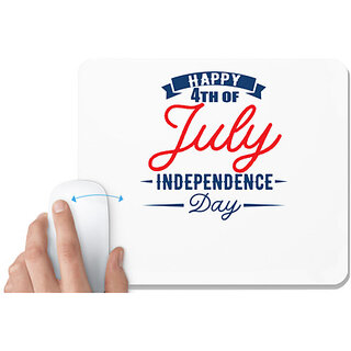                      UDNAG White Mousepad '4th july' for Computer / PC / Laptop [230 x 200 x 5mm]                                              