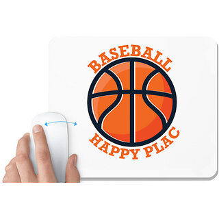                       UDNAG White Mousepad 'Baseball | Baseball Happy Place' for Computer / PC / Laptop [230 x 200 x 5mm]                                              