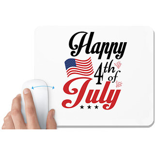                       UDNAG White Mousepad 'Independance Day | 4th july' for Computer / PC / Laptop [230 x 200 x 5mm]                                              