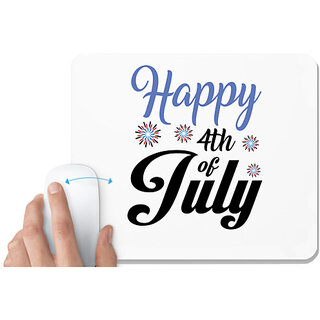                       UDNAG White Mousepad 'American Day | 4th july' for Computer / PC / Laptop [230 x 200 x 5mm]                                              