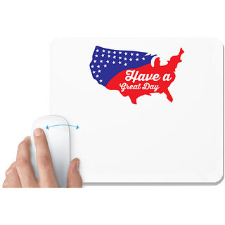                       UDNAG White Mousepad 'American Independance Day | Have a great 4th' for Computer / PC / Laptop [230 x 200 x 5mm]                                              