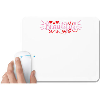                       UDNAG White Mousepad 'Beautiful' for Computer / PC / Laptop [230 x 200 x 5mm]                                              