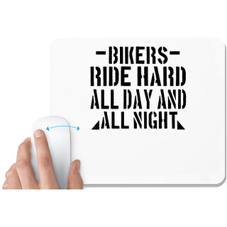                       UDNAG White Mousepad 'Rider | Bikers Ride Hard All Day And All Night' for Computer / PC / Laptop [230 x 200 x 5mm]                                              
