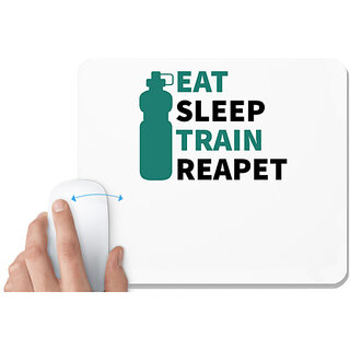                       UDNAG White Mousepad 'Life cycle | Eat sleep' for Computer / PC / Laptop [230 x 200 x 5mm]                                              