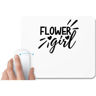                       UDNAG White Mousepad 'Girl | Flower girl calligraphy' for Computer / PC / Laptop [230 x 200 x 5mm]                                              