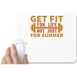                       UDNAG White Mousepad 'Gym | Get fit' for Computer / PC / Laptop [230 x 200 x 5mm]                                              