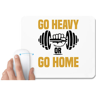                       UDNAG White Mousepad 'Gym | Go heavy' for Computer / PC / Laptop [230 x 200 x 5mm]                                              