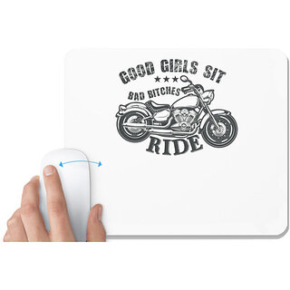                       UDNAG White Mousepad 'Rider | GOOD GIRLS SIT' for Computer / PC / Laptop [230 x 200 x 5mm]                                              