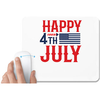                       UDNAG White Mousepad 'American Day | Happy 4th july' for Computer / PC / Laptop [230 x 200 x 5mm]                                              