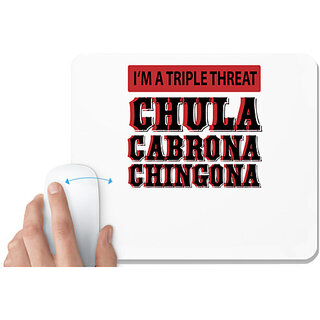                       UDNAG White Mousepad 'I'M A TRIPLE THREAT' for Computer / PC / Laptop [230 x 200 x 5mm]                                              