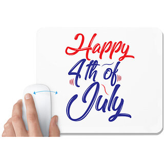                      UDNAG White Mousepad 'American Independance | happy 4th july' for Computer / PC / Laptop [230 x 200 x 5mm]                                              