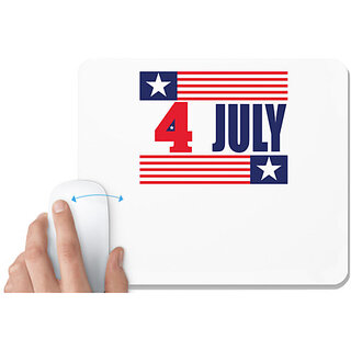                       UDNAG White Mousepad 'American Independance Day | Happy 4th july' for Computer / PC / Laptop [230 x 200 x 5mm]                                              