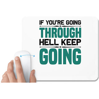                       UDNAG White Mousepad 'Hell | If you are going' for Computer / PC / Laptop [230 x 200 x 5mm]                                              