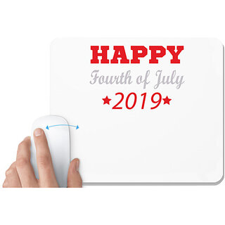                       UDNAG White Mousepad 'American Independance Day | HAPPYFourth of July 2019' for Computer / PC / Laptop [230 x 200 x 5mm]                                              