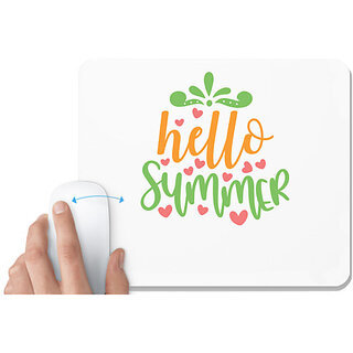                       UDNAG White Mousepad 'Summer | hello summer' for Computer / PC / Laptop [230 x 200 x 5mm]                                              