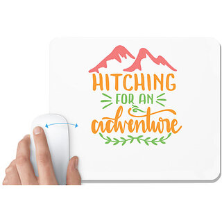                       UDNAG White Mousepad 'Mountains | hitching for an adventure' for Computer / PC / Laptop [230 x 200 x 5mm]                                              