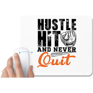                       UDNAG White Mousepad 'Quit | Hustle Hit And Never Quit' for Computer / PC / Laptop [230 x 200 x 5mm]                                              